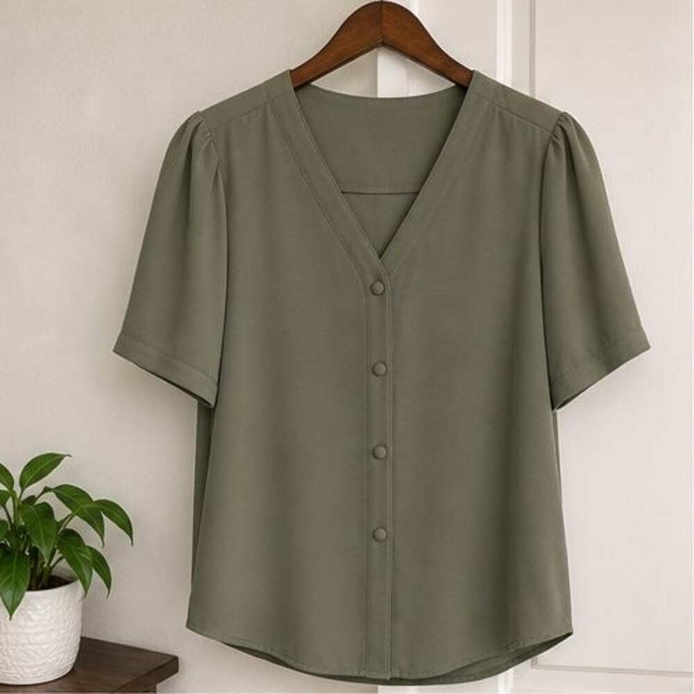 Olive Puff Sleeve Top